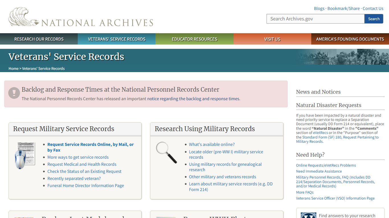 Veterans' Service Records | National Archives
